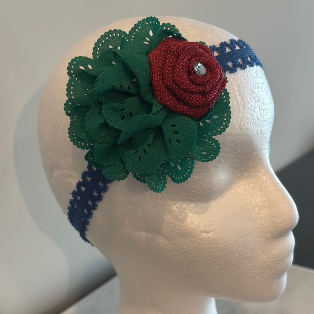 Vibrant Green and Red Floral Hair Accessory